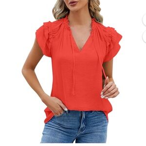 RACHEL Rachel Roy Vibrant Red Ruffled Blouse